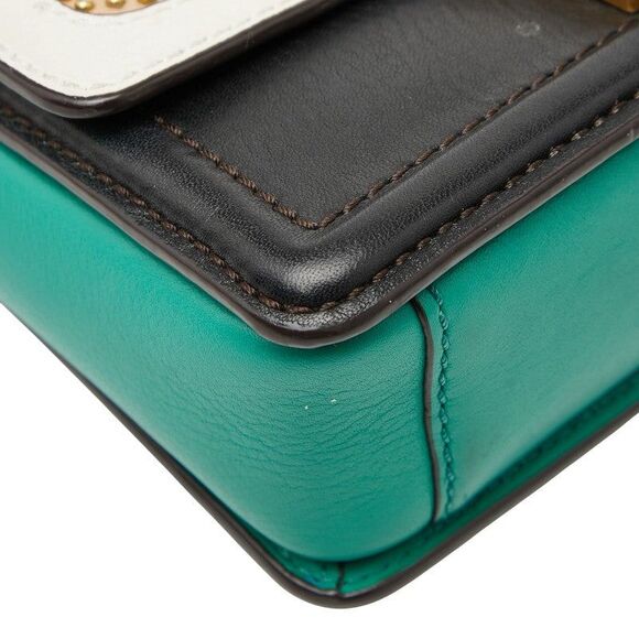MCM Visetos Logogram Studs Leather Shoulder Bag